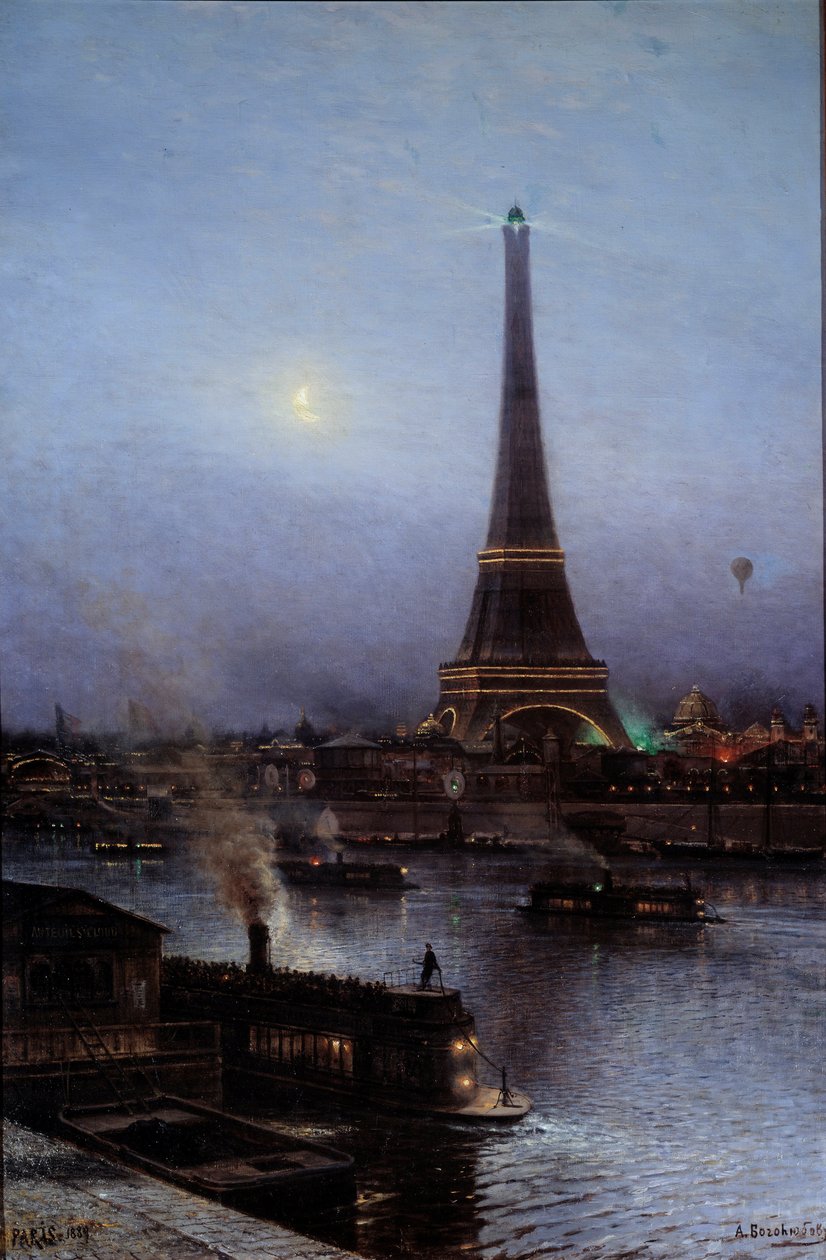 艾菲尔铁塔的夜景，1889年，阿列克谢·彼得罗维奇·博戈廖博夫的画作 作者 亚历山大·彼得罗维奇·波哥柳波夫