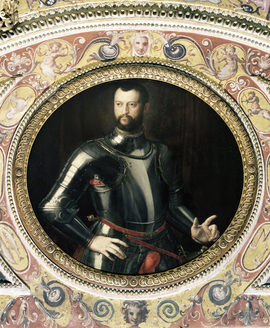 Cosimo I de&39;Medici（1519-74）的肖像来自Francesco I的Studiolo，1572（板岩） 作者 亚历山德罗·阿洛里（Alessandro Allori）