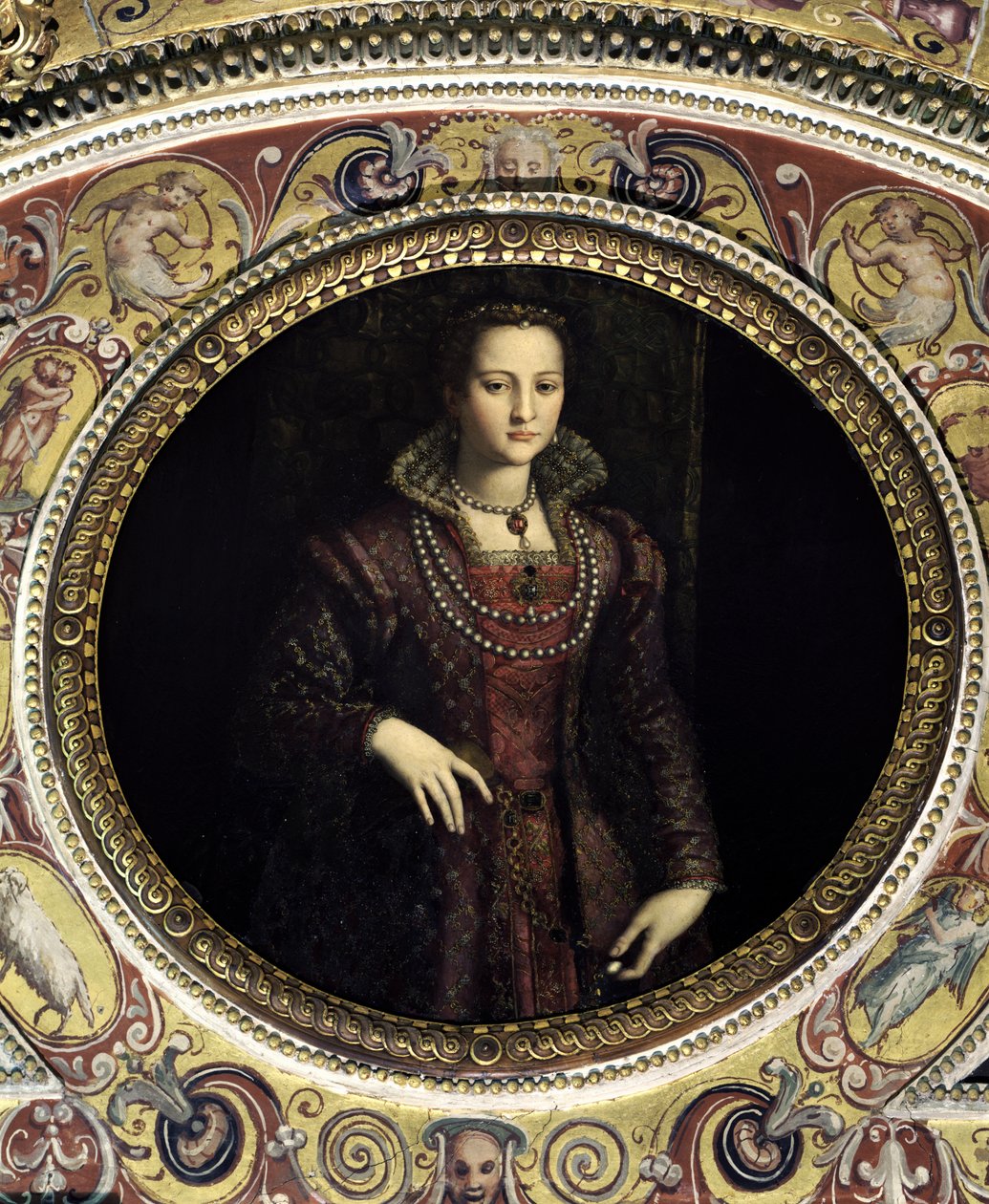 托莱多的Eleonora的肖像，Cosimo I de&39;Medici（1519-74）的妻子，来自Francesco I的Studiolo，1572（板岩） 作者 亚历山德罗·阿洛里（Alessandro Allori）