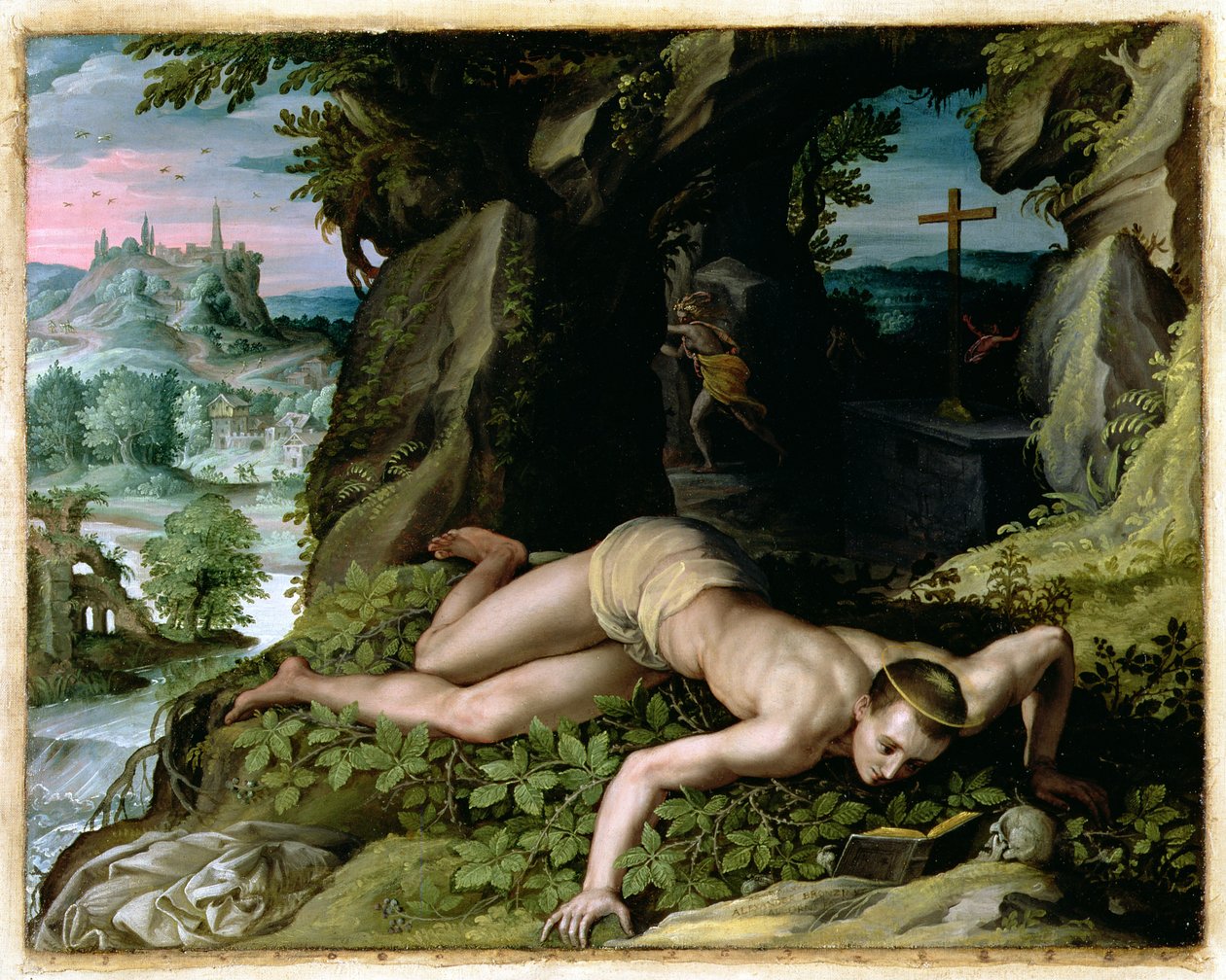 圣本笃的诱惑，第1587页 作者 亚历山德罗·阿洛里（Alessandro Allori）