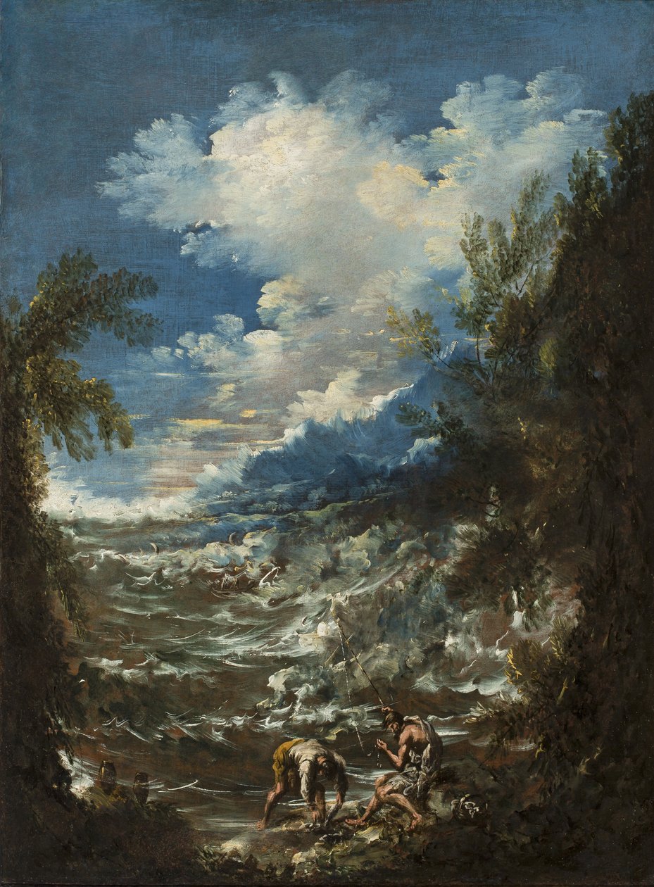 景观与渔民，c.1730 作者 亚历山德罗·麦格纳斯科（Alessandro Magnasco）