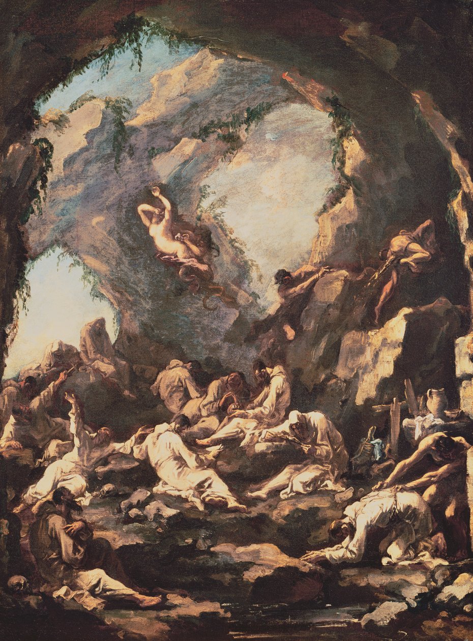 祈祷中的僧侣，被魔鬼诱惑 作者 亚历山德罗·麦格纳斯科（Alessandro Magnasco）