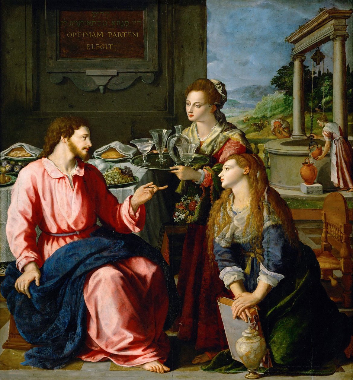 基督在马大和马利亚的家里 作者 亚历山德罗·阿洛里（Alessandro Allori）