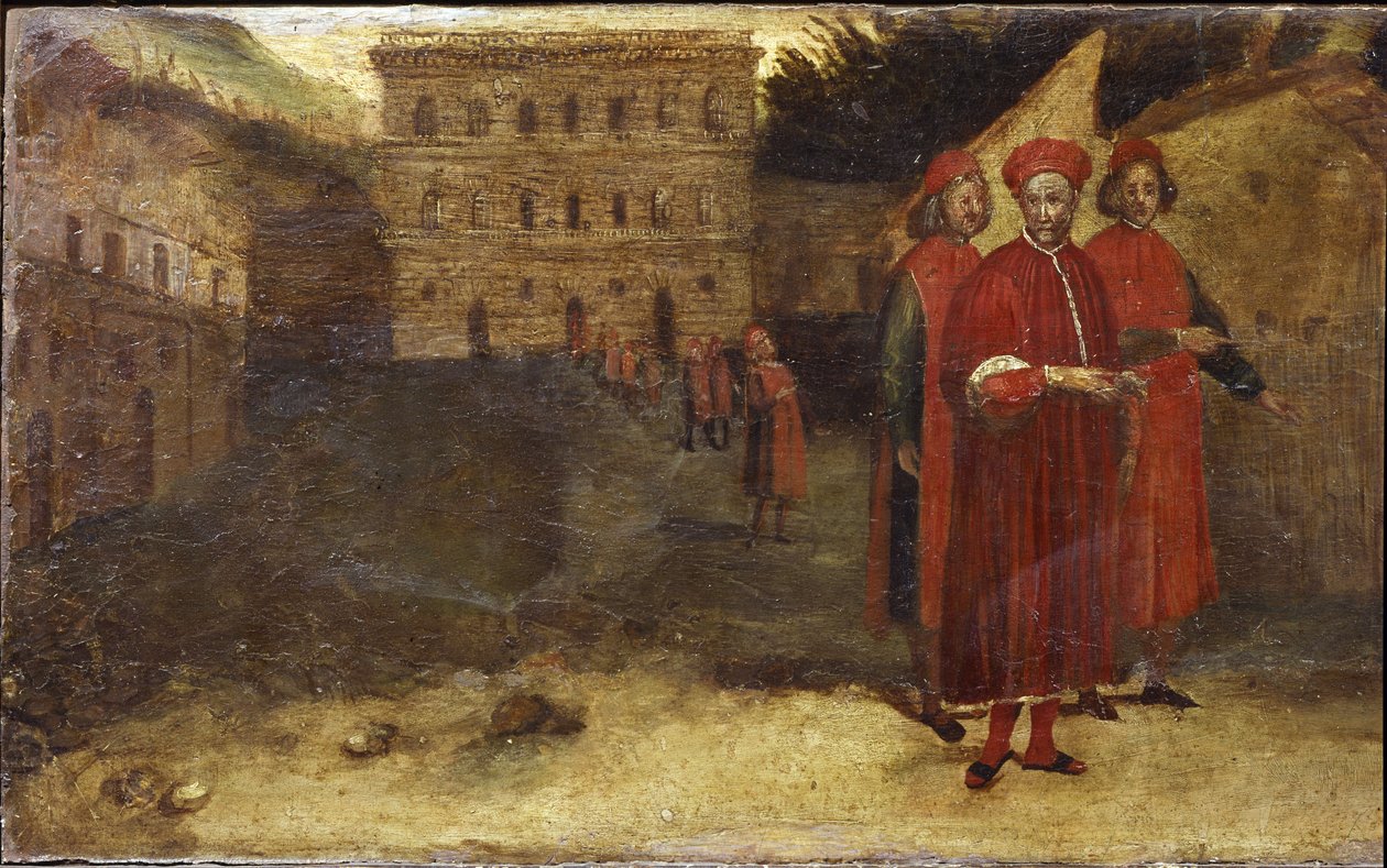 卢卡·皮蒂 (Luca Pitti) 意大利银行家，在他的宫殿 (Palazzo Pitti) 前 作者 亚历山德罗·阿洛里（Alessandro Allori）