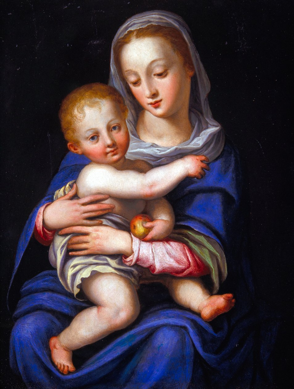 圣母与圣婴（银铜油画） 作者 亚历山德罗·阿洛里（Alessandro Allori）