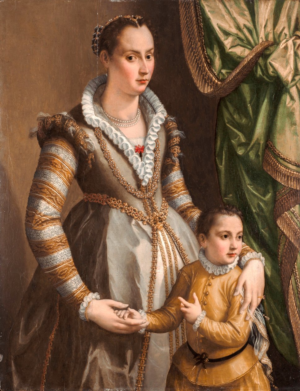 贵妇与儿子的肖像 作者 亚历山德罗·阿洛里（Alessandro Allori）