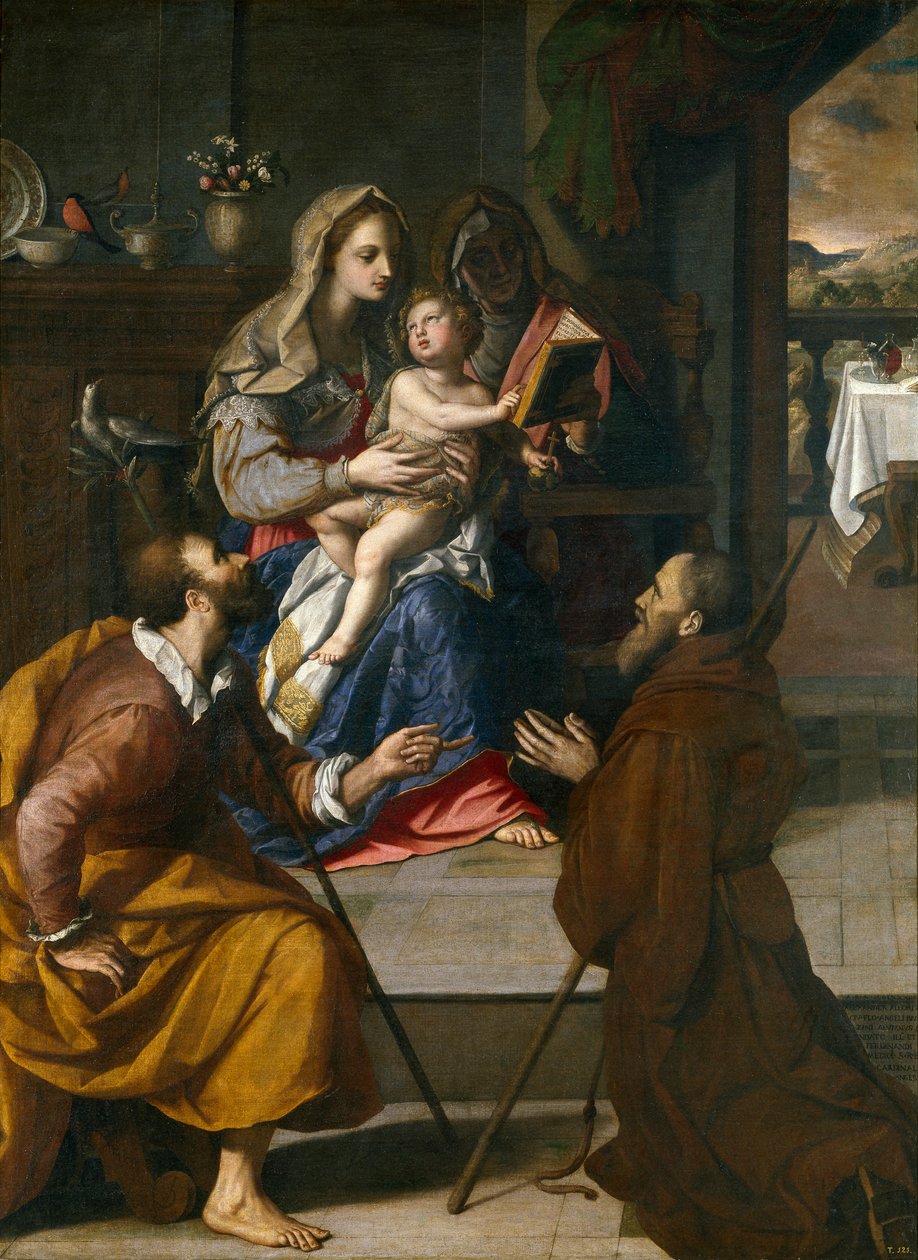 费尔南多-美第奇红衣主教的神圣家族 作者 亚历山德罗·阿洛里（Alessandro Allori）
