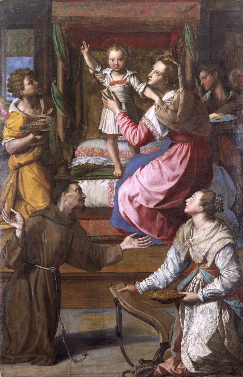 圣母子与圣弗朗西斯和露西 作者 亚历山德罗·阿洛里（Alessandro Allori）