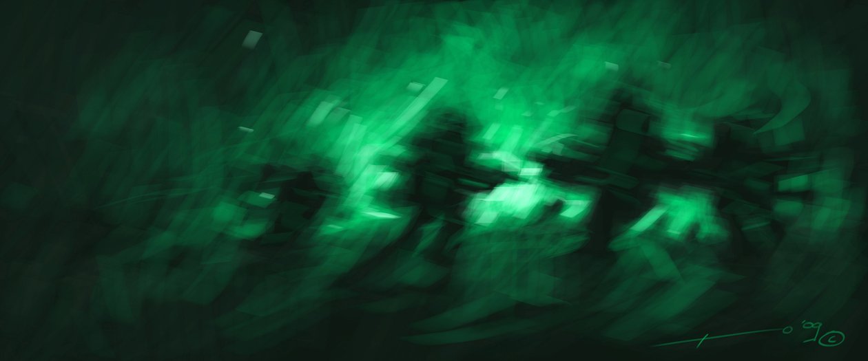 战斗中，士兵的红外夜视仪。 亚历山德罗·洛纳蒂绘画 作者 亚历山德罗·洛纳蒂