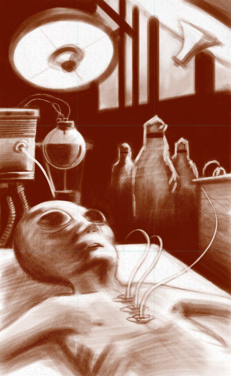 神奇生物：接受实验室测试的外星人。 亚历山德罗·洛纳蒂插图。 2010年 作者 亚历山德罗·洛纳蒂