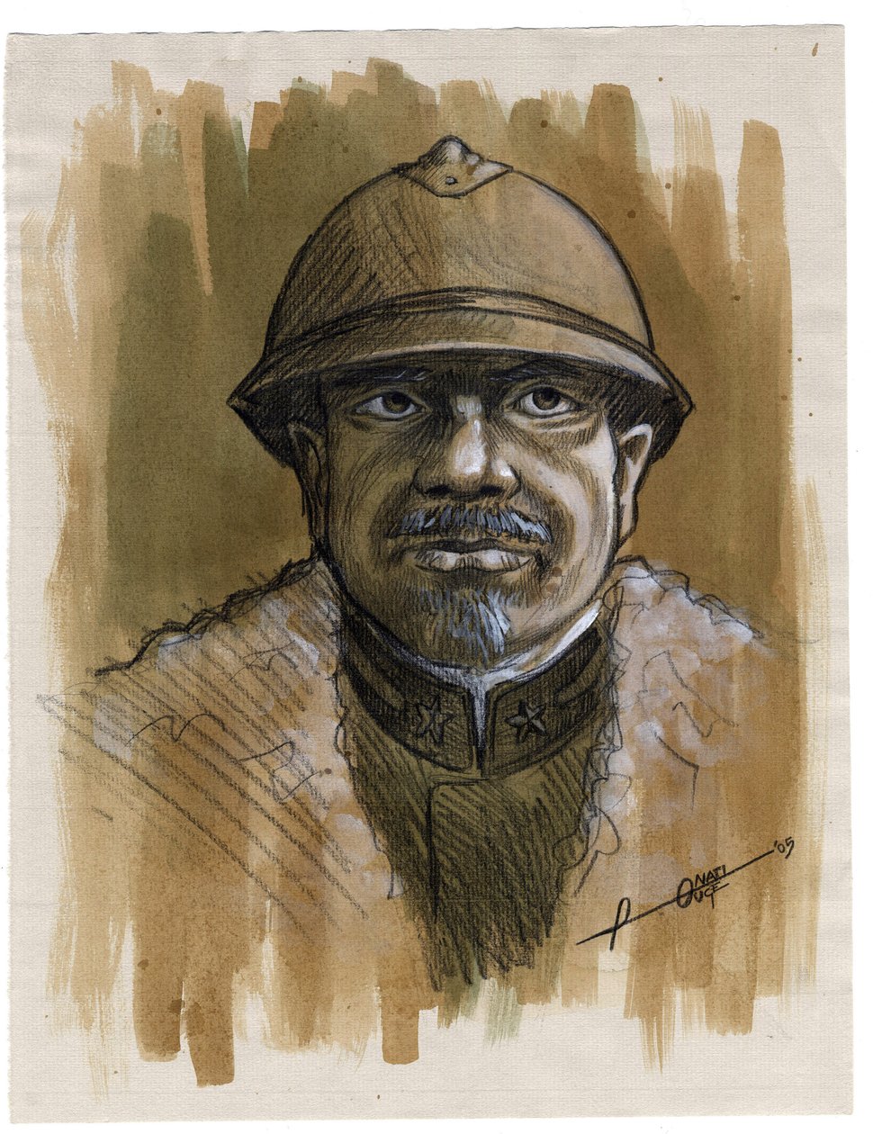 第一次世界大战 1914-1918 年：1915 年意大利军队士兵的肖像。由 Alessandro Lonati 绘制 作者 亚历山德罗·洛纳蒂