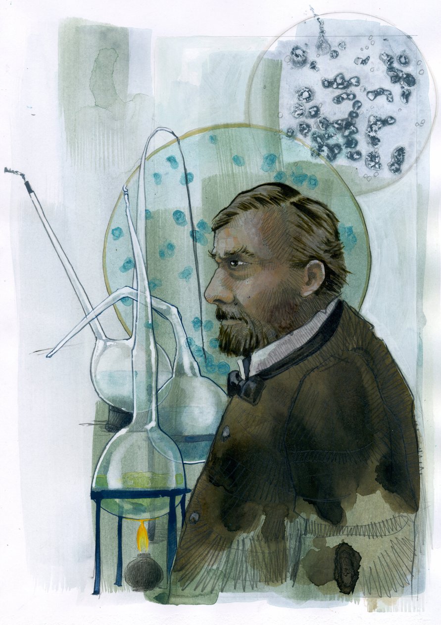 法国科学家路易斯·巴斯德（1822-1895）的肖像（法国化学家和微生物学家路易斯·巴斯德的肖像，因发现疫苗接种、微生物发酵和巴氏灭菌原理而闻名）亚历山德罗·洛纳特插图 作者 亚历山德罗·洛纳蒂