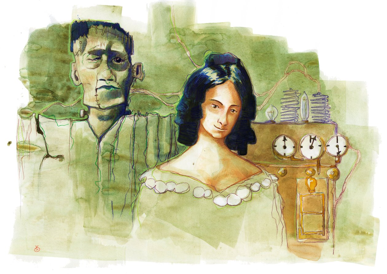 英国作家玛丽·雪莱（1797-1851）的肖像《弗兰肯斯坦或现代普罗米西》作者（英国小说家玛丽·雪莱的肖像） 作者 亚历山德罗·洛纳蒂