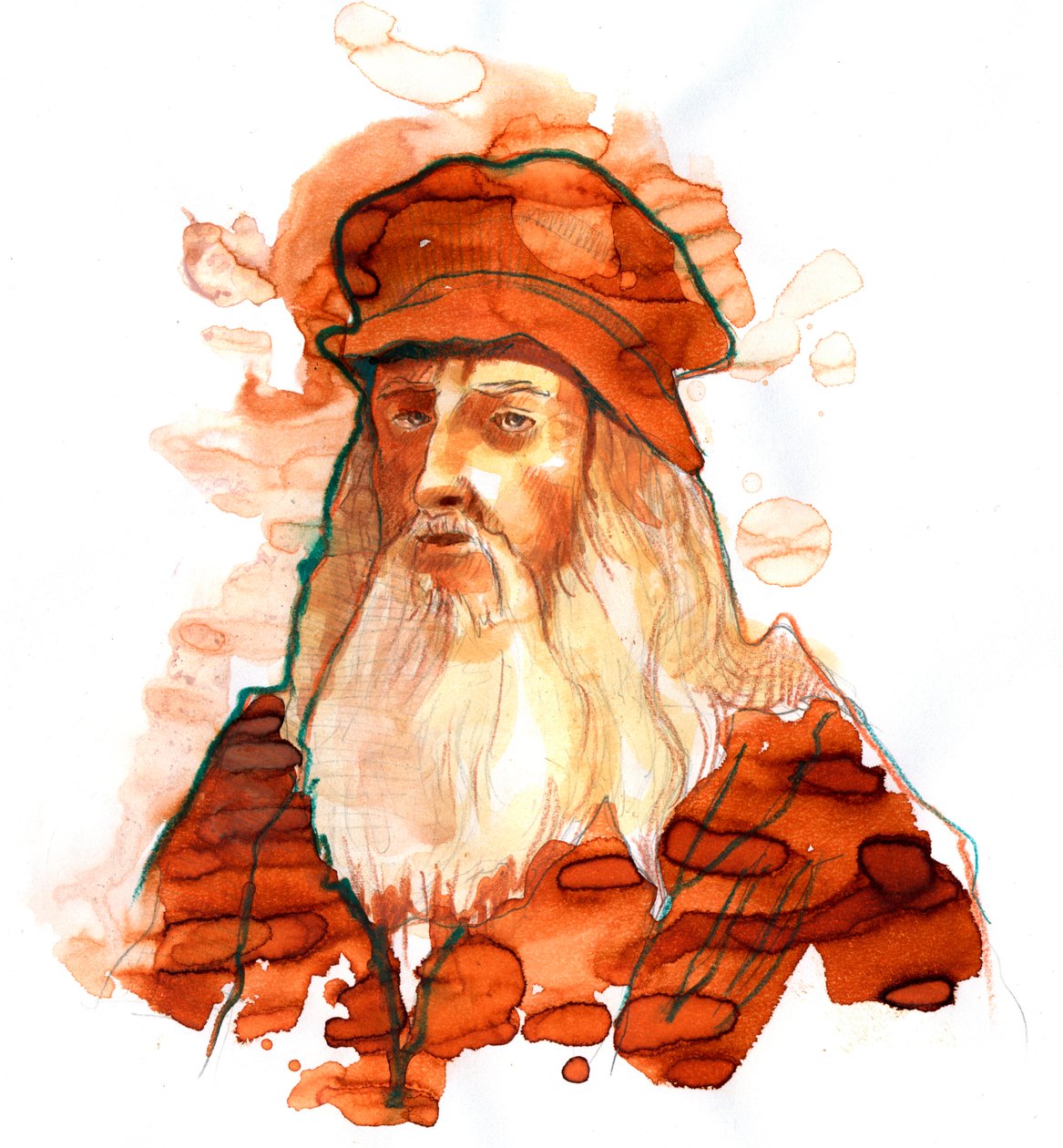 意大利艺术家和科学家莱昂纳多·达·芬奇的肖像（Leonardo da Vinci）（1452-1519）（意大利博学家莱昂纳多·达·芬奇的肖像） 作者 亚历山德罗·洛纳蒂
