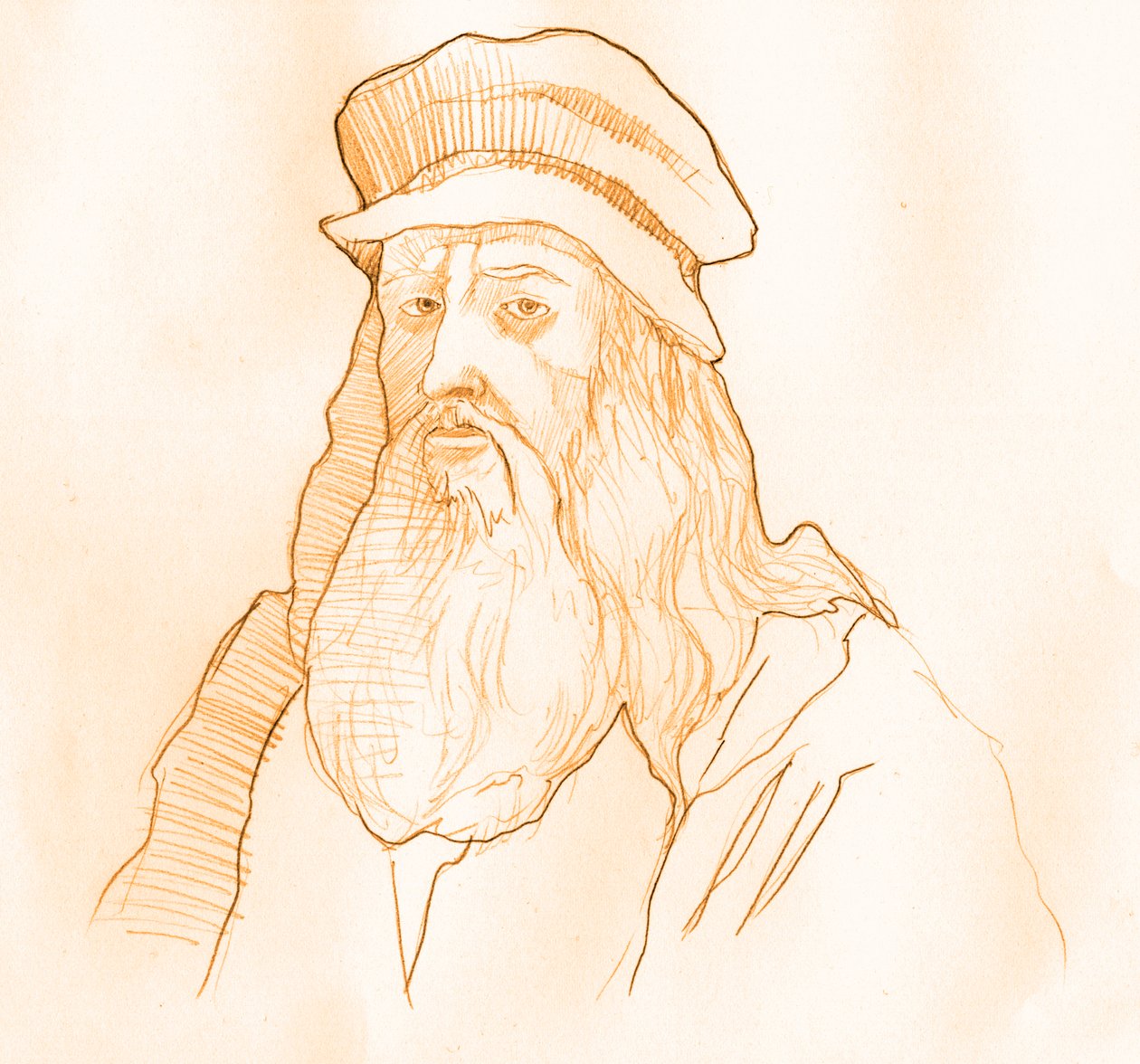 意大利艺术家和科学家莱昂纳多·达·芬奇的肖像（Leonardo da Vinci）（1452-1519）（意大利博学家莱昂纳多·达·芬奇的肖像） 作者 亚历山德罗·洛纳蒂