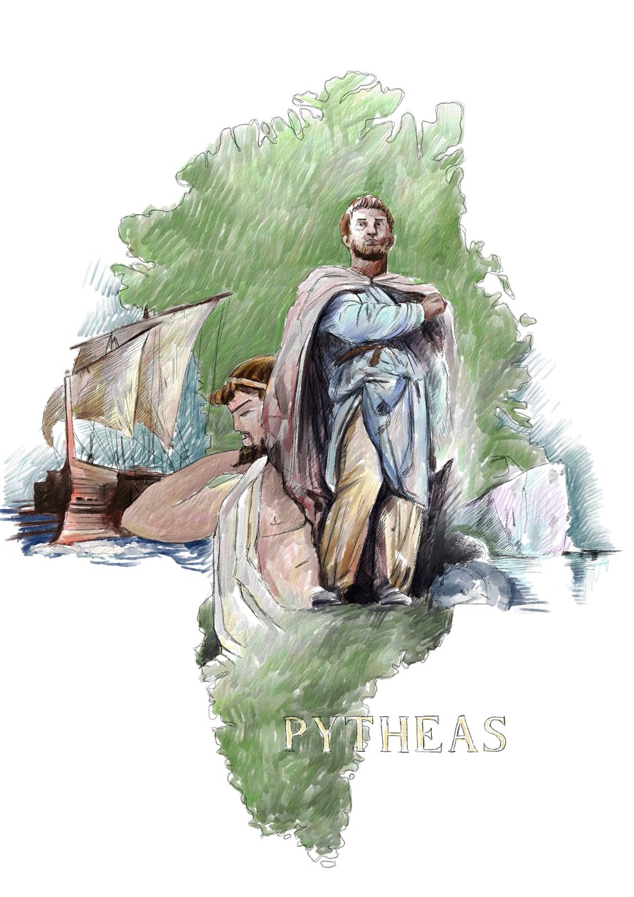 Representation of Pytheas Greek explorer from Massalia, 4th century BC (Portrait of Pytheas of Massalia greek geographer and explorer, 4th century BC) Illustration by Alessandro Lonati   1458621   zh       chinese Successfully Translated  Original: A View  作者 亚历山德罗·洛纳蒂