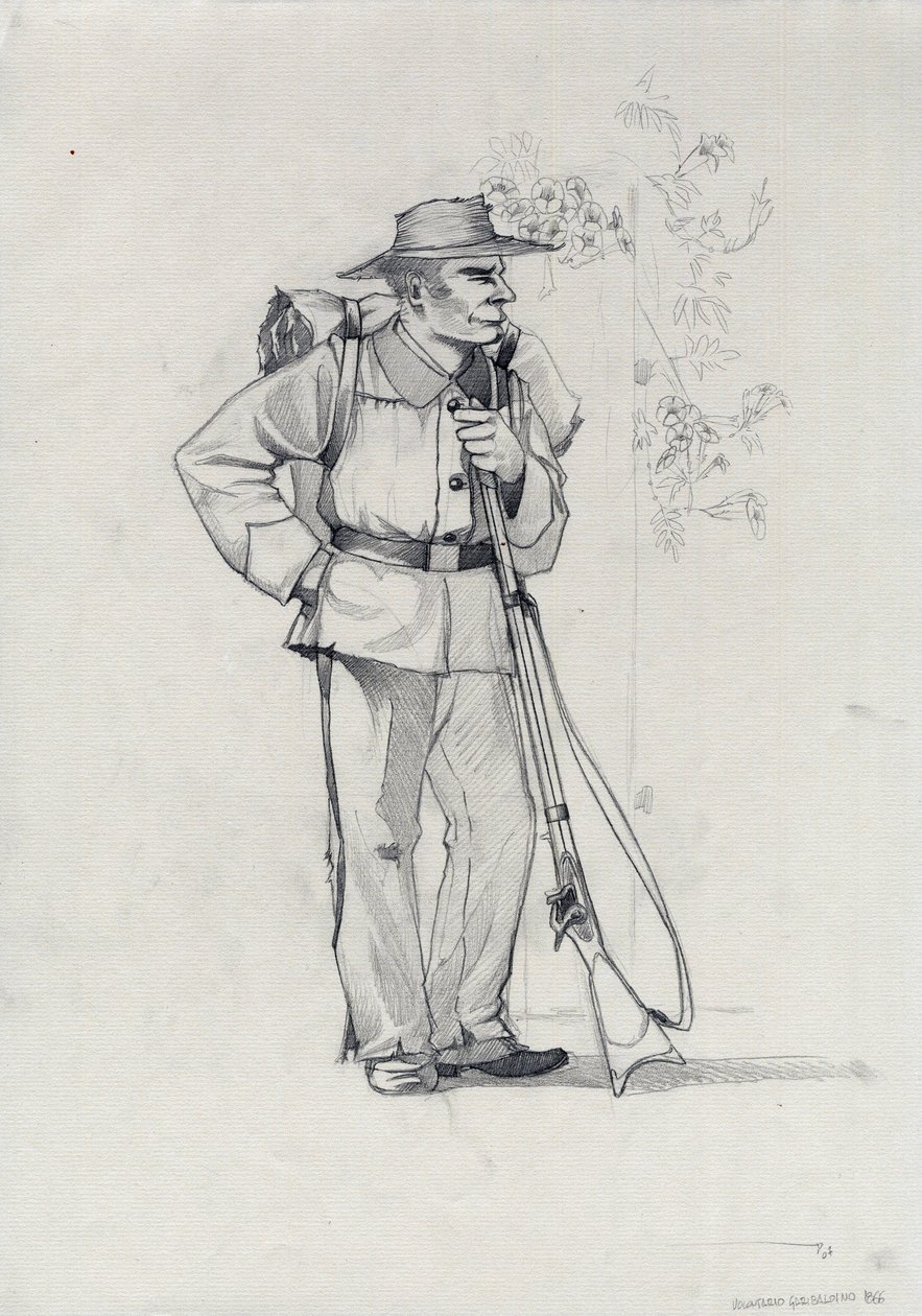 第二帝国（1852-1870）：意大利统一（Risorgimento），加里波第军队的志愿者，被称为意大利朱塞佩·加里波第（1807-1882）事业的“红衫军”战士 作者 亚历山德罗·洛纳蒂
