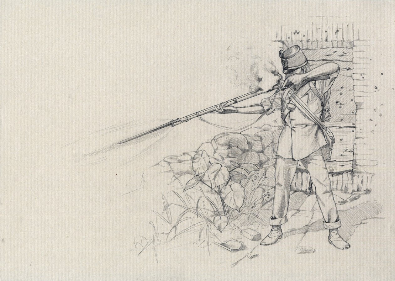 第二帝国（1852-1870）：步兵射击，奥地利军队士兵，奥匈帝国（Austro-Hungarian） 作者 亚历山德罗·洛纳蒂