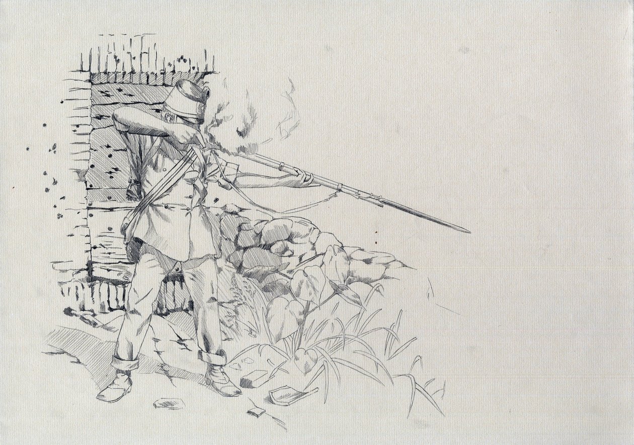 第二帝国（1852-1870）：步兵射击，奥地利军队士兵，奥匈帝国（Austro-Hungarian） 作者 亚历山德罗·洛纳蒂
