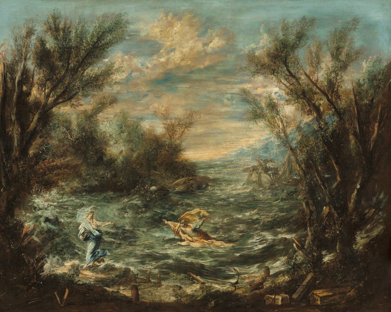 基督在加利利海，约 1740 年（布面油画） 作者 亚历山德罗·麦格纳斯科（Alessandro Magnasco）
