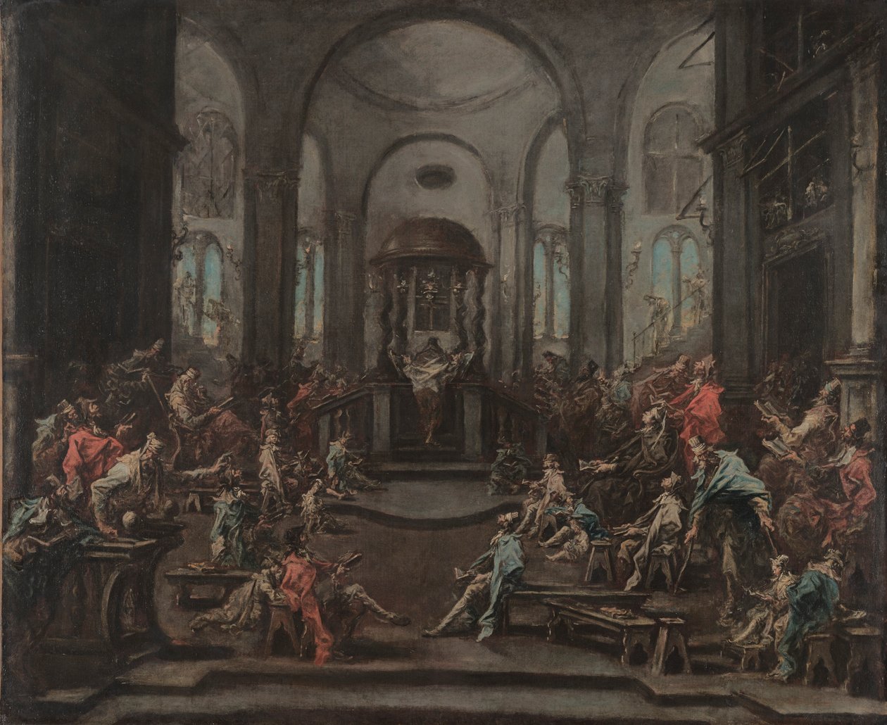 犹太教堂的内部，c。 1725-1735。 作者 亚历山德罗·麦格纳斯科（Alessandro Magnasco）