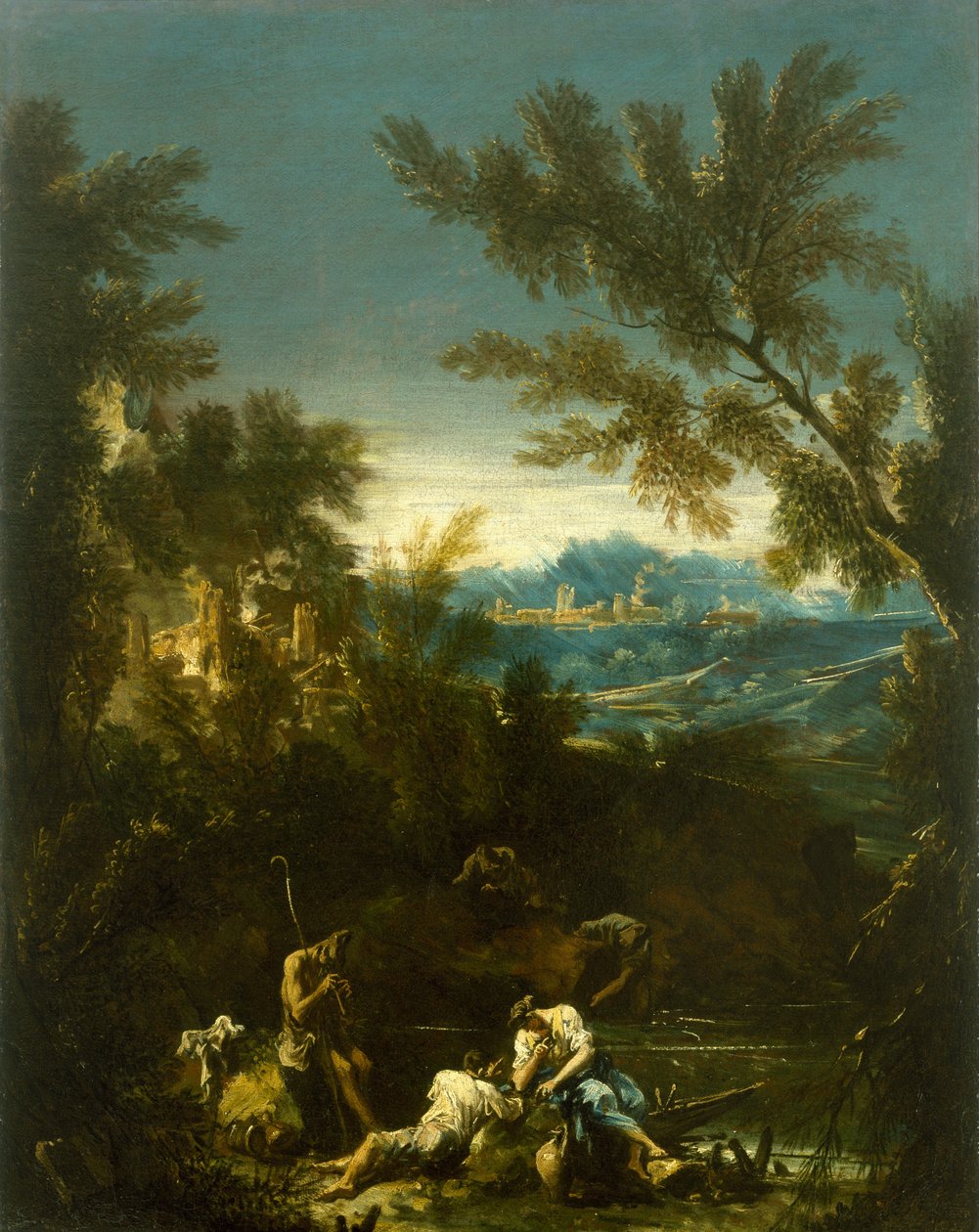 景观与数字，c。 1715 作者 亚历山德罗·麦格纳斯科（Alessandro Magnasco）