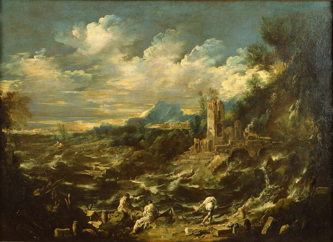 与风雨如磐的海景观，约1720年 作者 亚历山德罗·麦格纳斯科（Alessandro Magnasco）