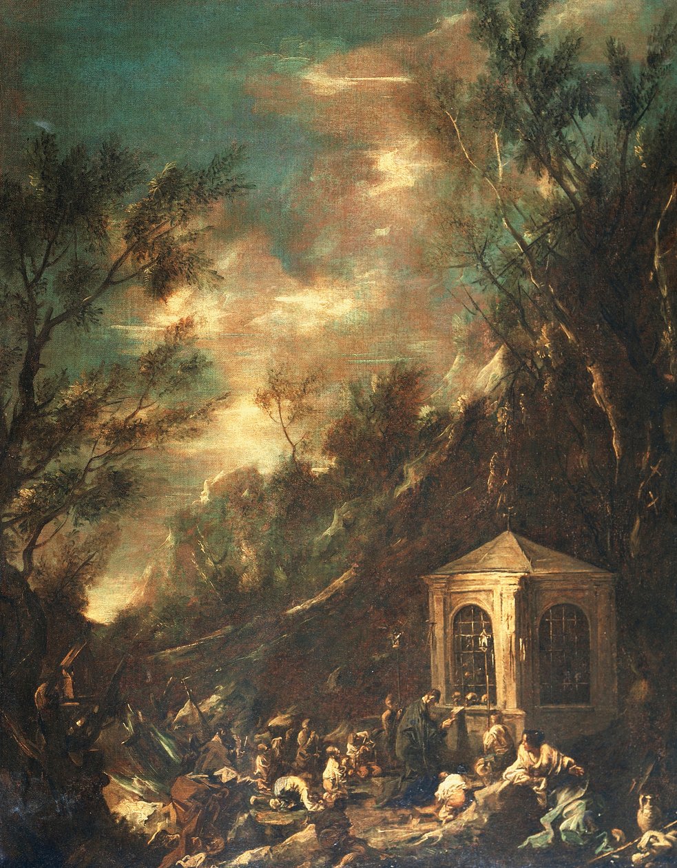 朝圣场景，亚历山德罗·马格纳斯科（Alessandro Magnasco），被称为 Lissandrino（1667-1749）（绘画） 作者 亚历山德罗·麦格纳斯科（Alessandro Magnasco）