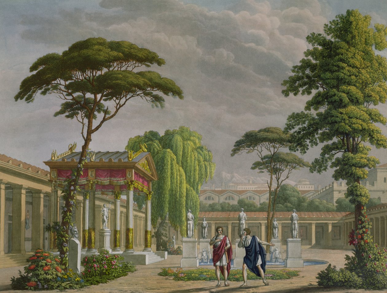 庞贝城的Diomede之家花园，Giovanni Pacini（1796-1867）的歌剧“The Last Days of Pompeii”的装饰，于1827年在米兰的La Scala演出 作者 亚历山德罗·桑基里科（Alessandro Sanquirico）