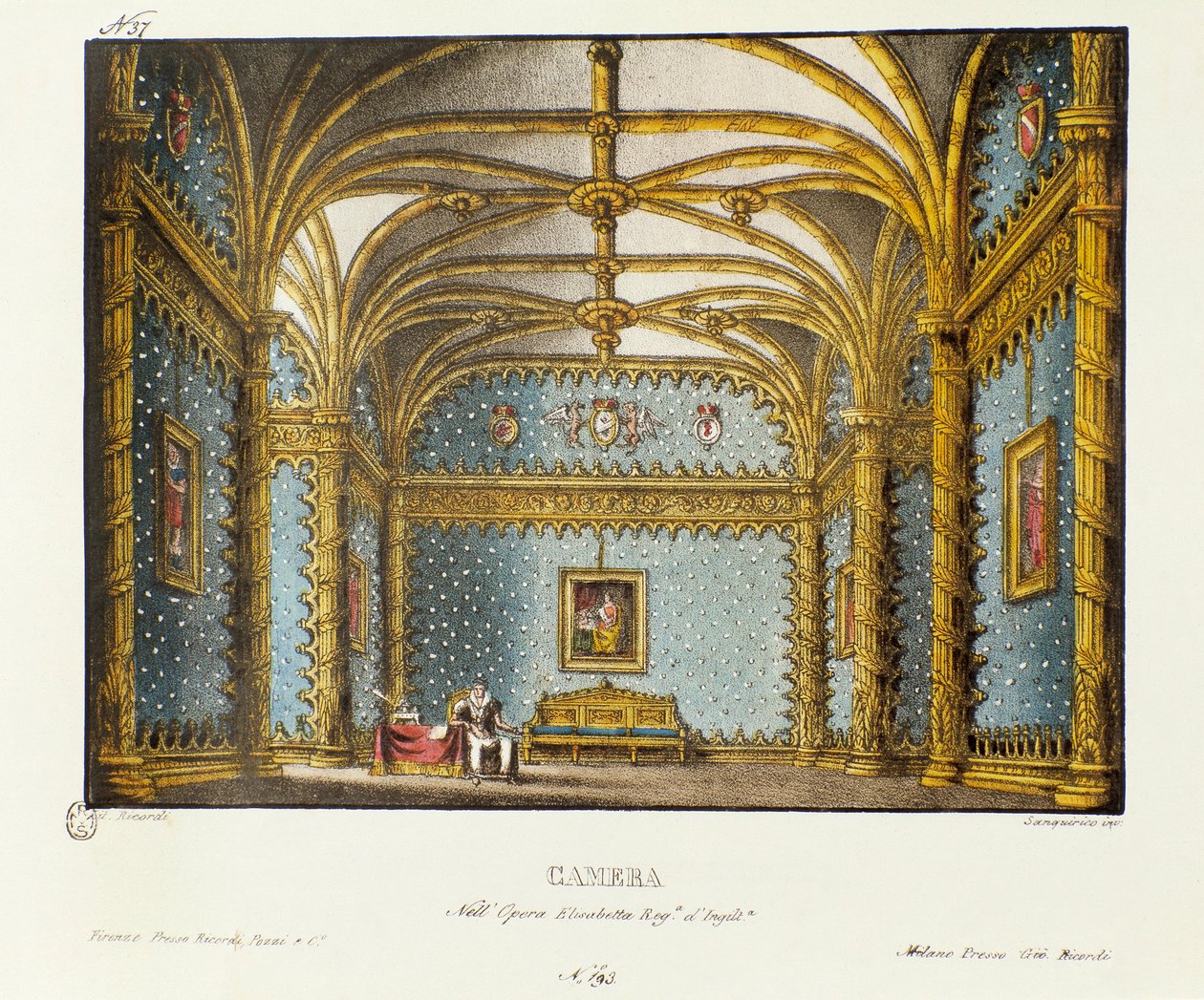 皇家宫殿的卧室 1828 年歌剧“Elisabetta, Regina d