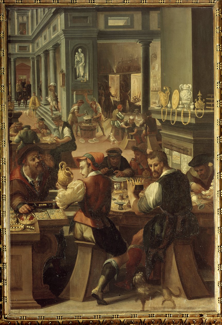 Manierism：位于佛罗伦萨旧宫（Palazzo della Signoria）的Studiolo de Francois I de Medici 的金匠工作室（La bottega dell