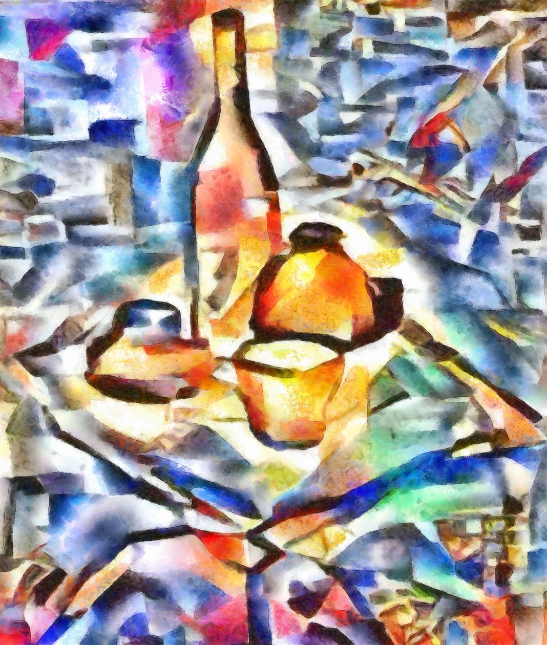 橙蓝色静物，2017， 作者 亚历克斯·卡明克