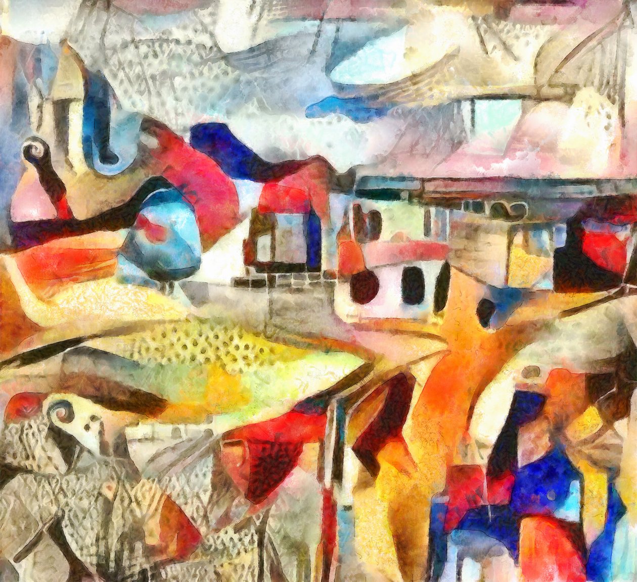 天空变成粉红色，2017年，（混合媒体） 作者 亚历克斯·卡明克