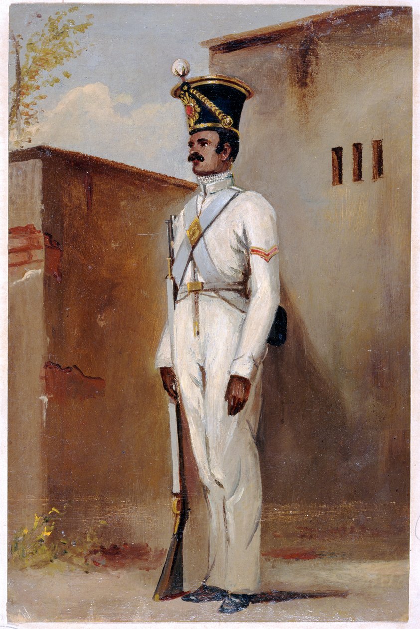 Lance Naik，第18届孟加拉土着步兵，1842年（纸上油画） 作者 亚历克斯·亨特