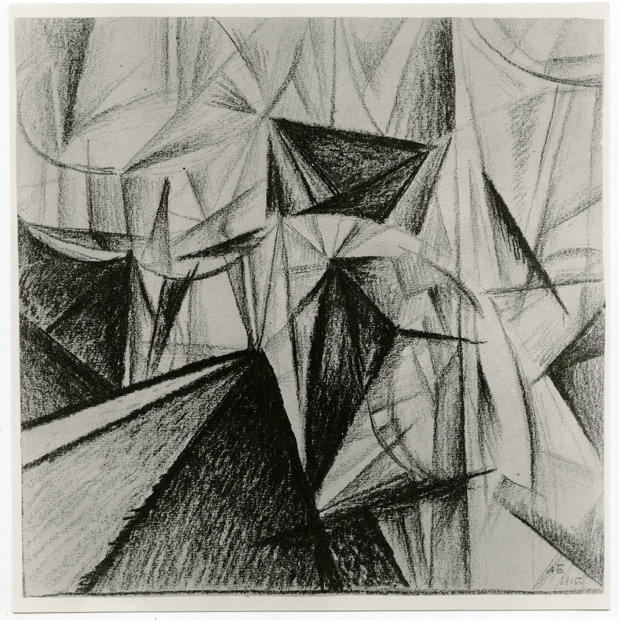 Rayonnist Composition（Rhythmic Composition），1915年（纸上的木炭） 作者 亚历山大博戈马佐夫
