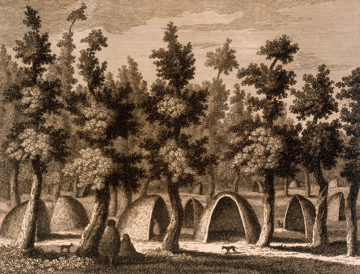 一个村庄的看法在好成功海湾，火地群岛，1777年 作者 亚历山大·布坎（Alexander Buchan）