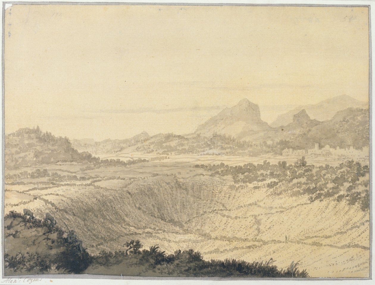 岩石景观（灰色洗纸） 作者 亚历山大·科曾斯
