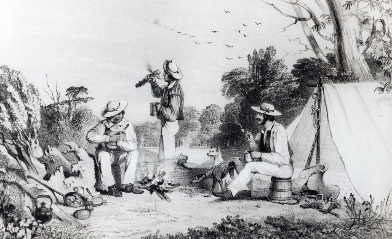 一个寻找适合牧羊的土地的探索派对，c.1847 作者 亚历山大·丹尼斯顿·朗