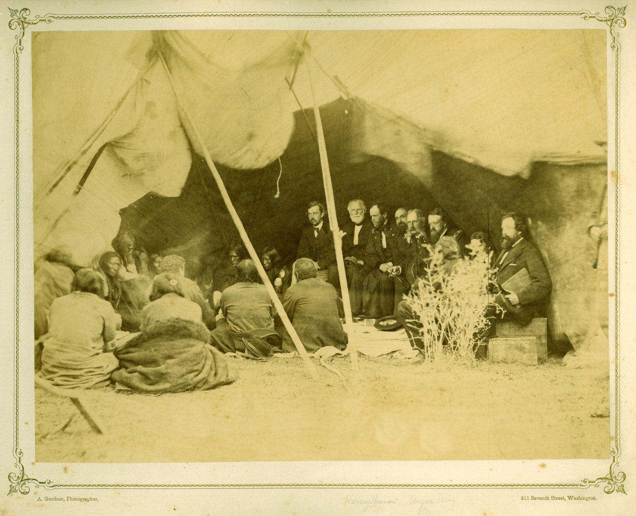 1868年与Arapahoes和Cheyennes一起出任委员会委员（蛋白质印刷品） 作者 亚历山大·加德纳