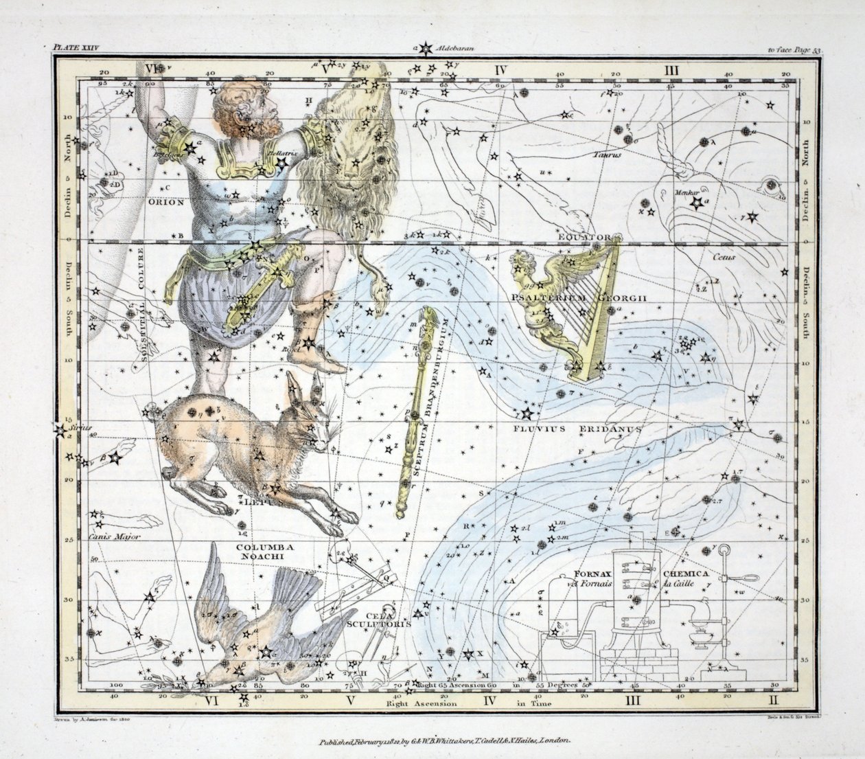 星座（板24）猎户星座的流;兔座诺亚中校，厨房，地板，船底座Pictorius，勃兰登堡权杖，从“富” B 作者 亚历山大·杰米森
