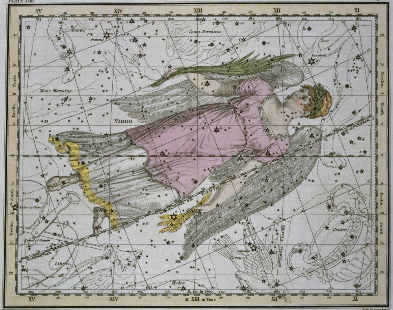 处女座，来自&39;A Celestial Atlas&39;，酒吧。在1822年 作者 亚历山大·杰米森