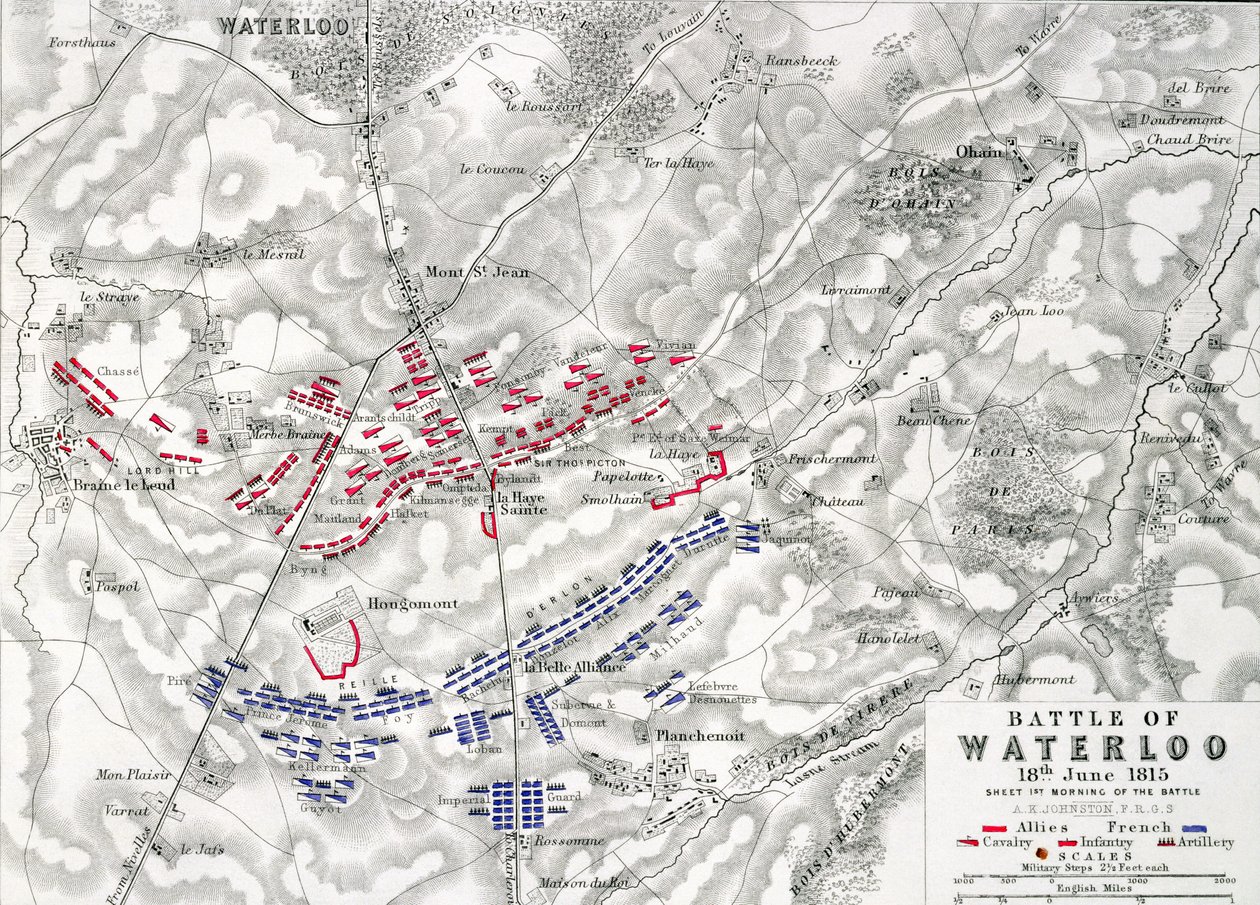 滑铁卢战役，1815年6月18日，第1张（另见193243） 作者 亚历山大·基思·约翰斯顿