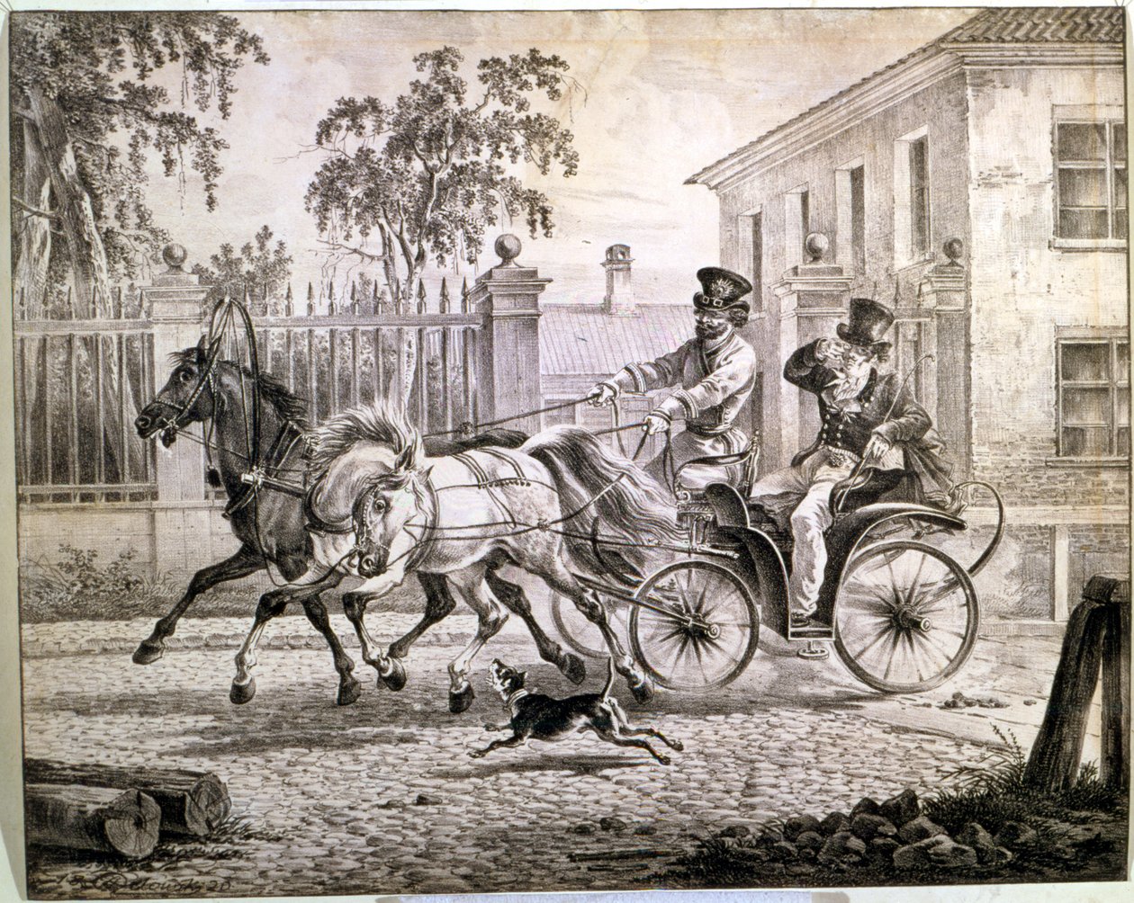 Dandh in Droshky，1820 作者 亚历山大·奥西波维奇·奥尔洛夫斯基