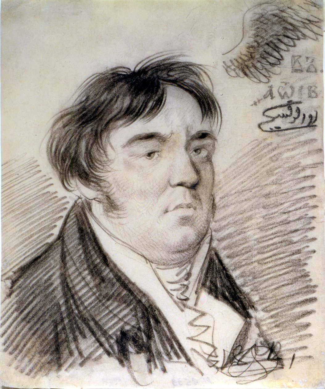 Ivan Krylov的肖像，1812年（铅笔） 作者 亚历山大·奥西波维奇·奥尔洛夫斯基