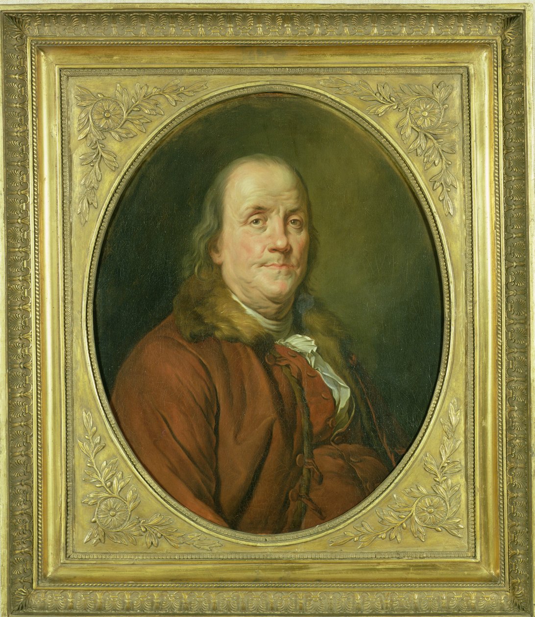 本杰明·富兰克林的肖像，由约瑟夫·西弗雷德·杜普莱西斯（1725-1802）拍摄的照片c.1780-90 作者 亚历山大·罗斯林