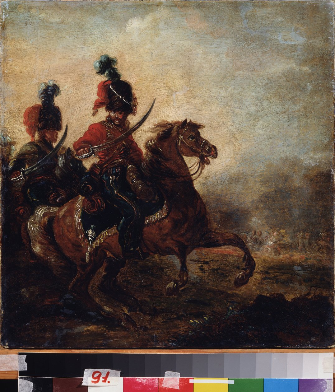 骑兵。(轻骑兵团）。亚历山大-奥西波维奇-奥尔洛夫斯基（1777-1832 年）的画作，布面油画 作者 亚历山大·奥尔洛夫斯基