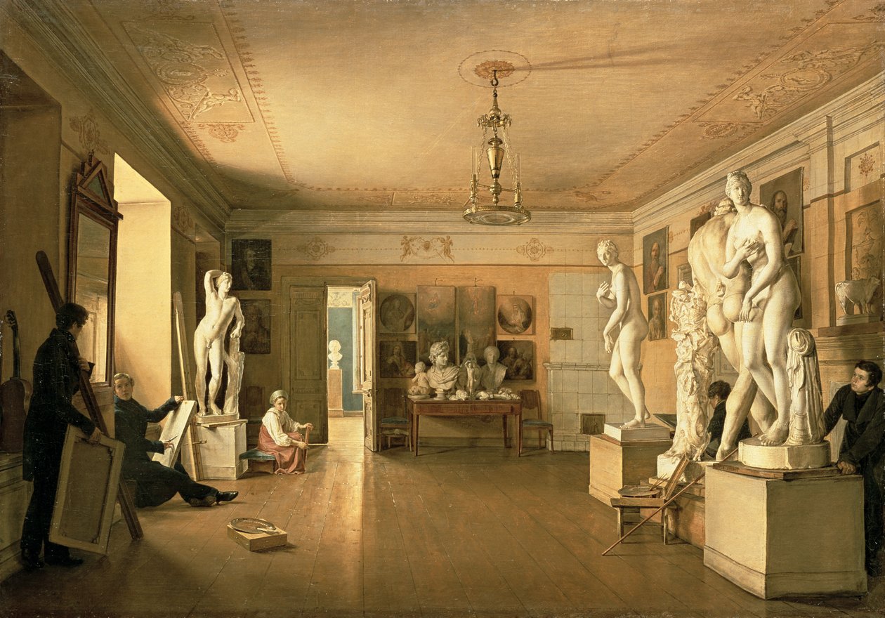 艺术家Alexey Venetsianov（1780-1847）1827年的工作室 作者 亚历山大·阿列克谢耶维奇·阿列克谢耶夫