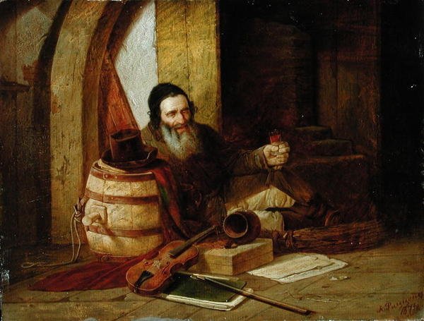 1871年，一位犹太小提琴手在休息 作者 亚历山大·安东诺维奇·里佐尼