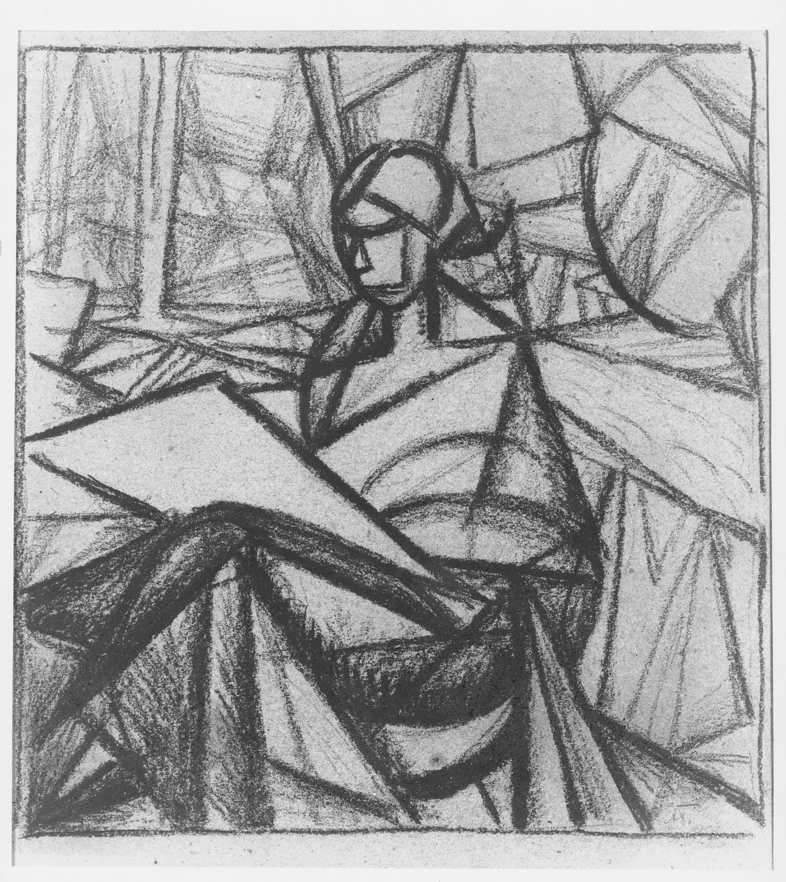 女人，1914-15（纸上的木炭） 作者 亚历山大博戈马佐夫