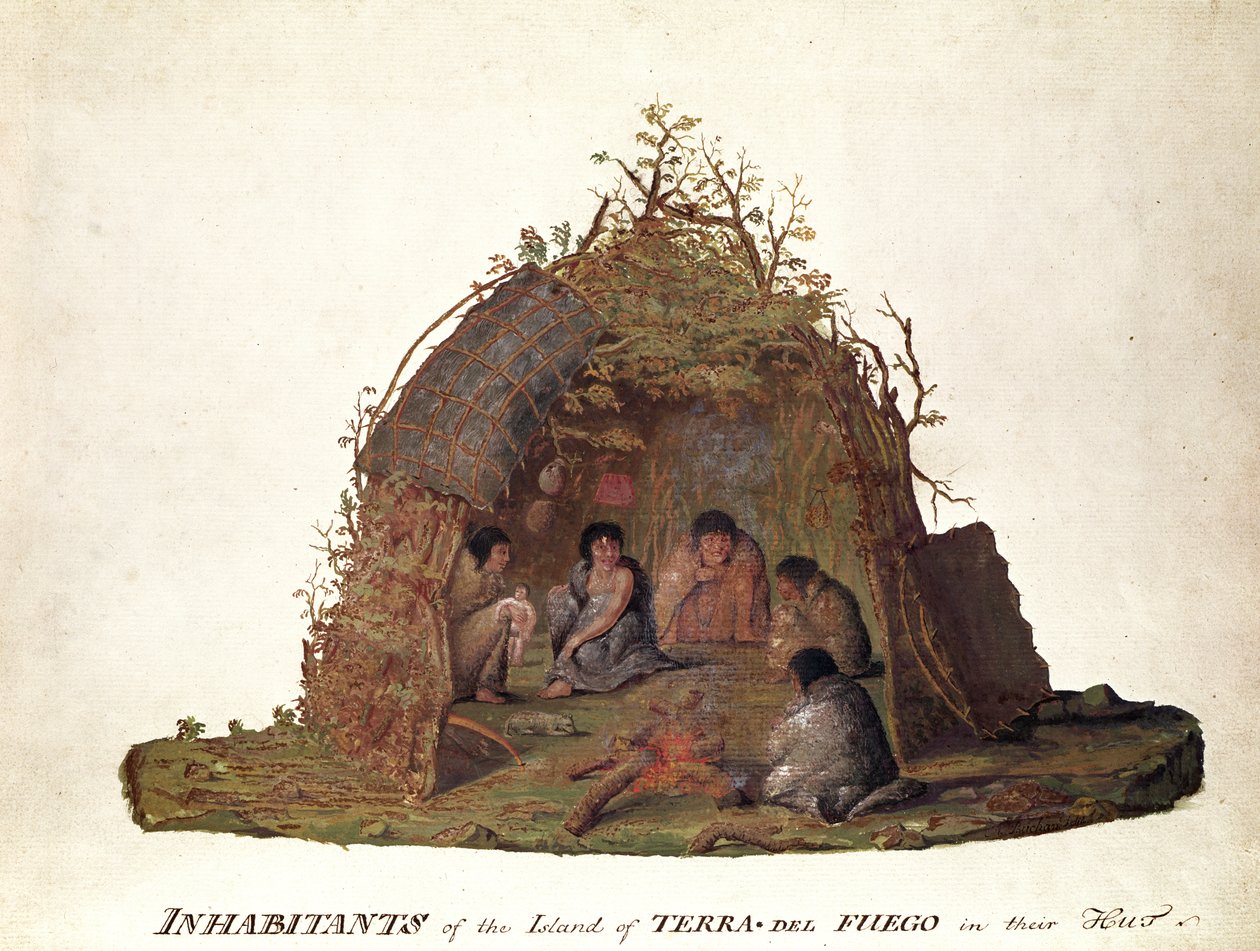 Terra del Fuego岛的居民在他们的小屋里 作者 亚历山大·布坎（Alexander Buchan）